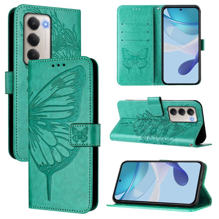 

For Redmi 15 5G Global / 15 4G SEA Embossed Butterfly Leather Phone Case(Green)