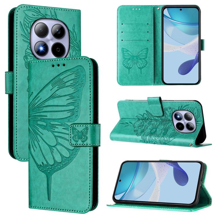 

For Redmi Note 15 Pro 5G Global 163.6mm Embossed Butterfly Leather Phone Case(Green)