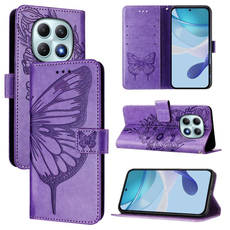 

For Redmi Note 15 5G Global 164mm Embossed Butterfly Leather Phone Case(Light Purple)
