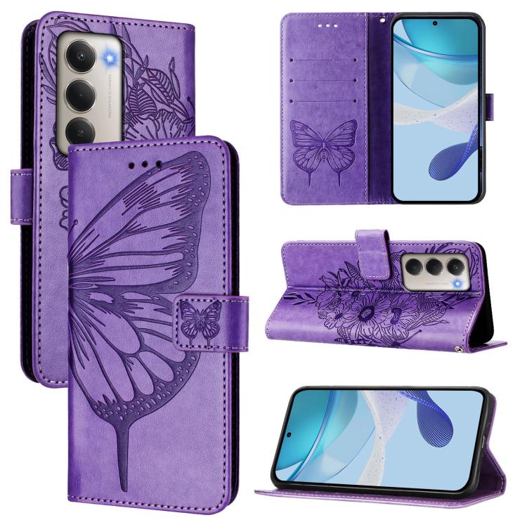 

For Redmi 15 5G / 4G EU 171mm Embossed Butterfly Leather Phone Case(Light Purple)