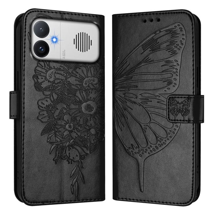 For Redmi K90 Max 5G Embossed Butterfly Leather Phone Case(Black)