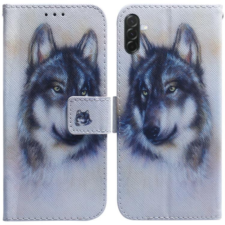 

For Samsung Galaxy A57 5G Coloured Drawing Flip Leather Phone Case(White Wolf)