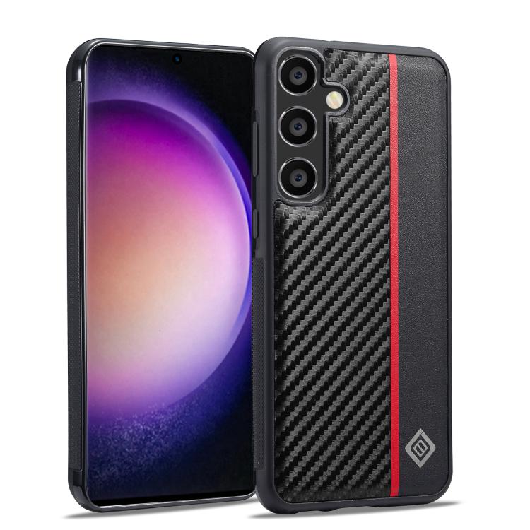 For Galaxy S26 FE 5G LC.IMEEKE 3 in 1 Carbon Fiber Texture Shockproof Phone Case(Black)