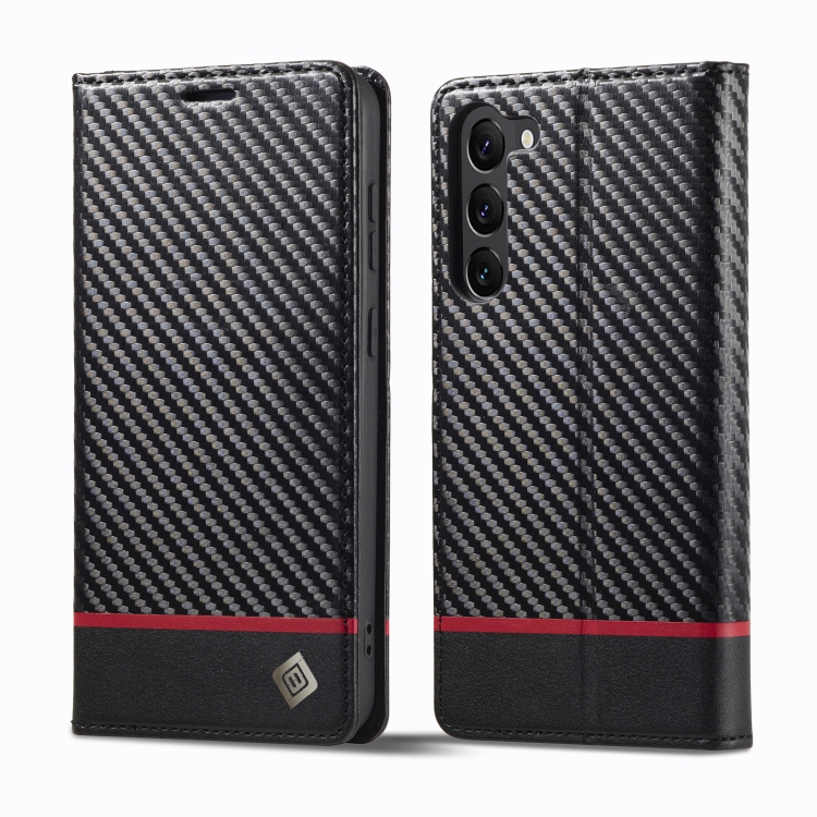 

For Samsung Galaxy S25+ 5G LC.IMEEKE Carbon Fiber Leather Phone Case(Horizontal Black)