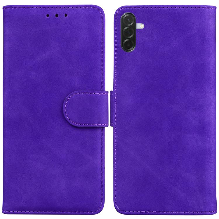 For Samsung Galaxy A57 5G Skin Feel Pure Color Flip Leather Phone Case(Purple)
