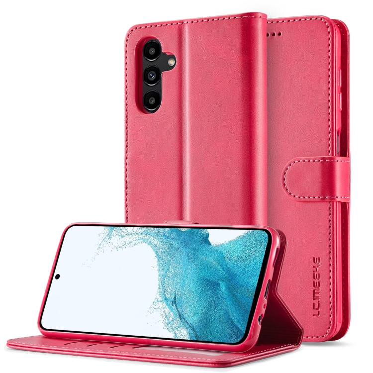 

For Samsung Galaxy S24 FE 5G LC.IMEEKE Calf Texture Leather Phone Case(Red)