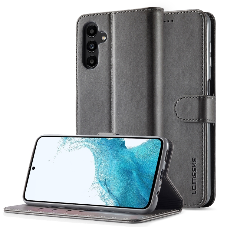 

For Samsung Galaxy S24 FE 5G LC.IMEEKE Calf Texture Leather Phone Case(Grey)