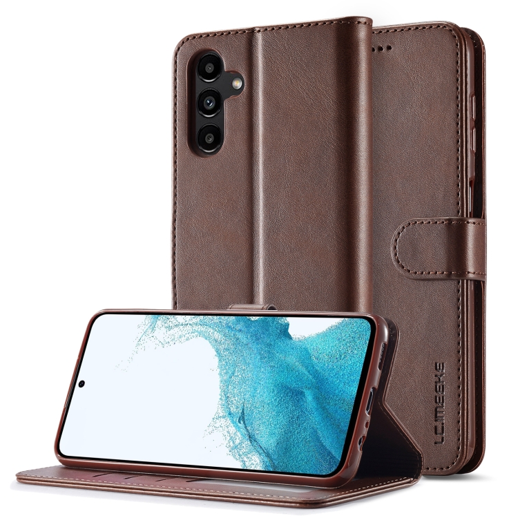

For Samsung Galaxy S24 FE 5G LC.IMEEKE Calf Texture Leather Phone Case(Coffee)