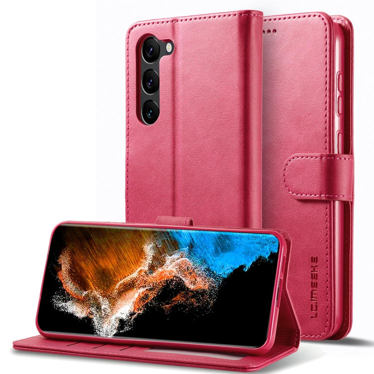

For Samsung Galaxy S25+ 5G LC.IMEEKE Calf Texture Leather Phone Case(Red)