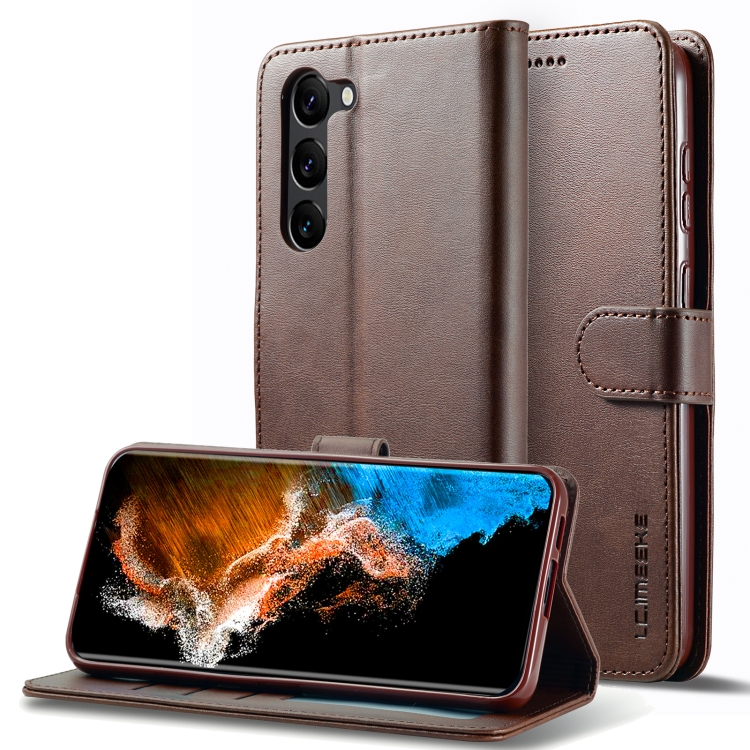 

For Samsung Galaxy S25+ 5G LC.IMEEKE Calf Texture Leather Phone Case(Coffee)