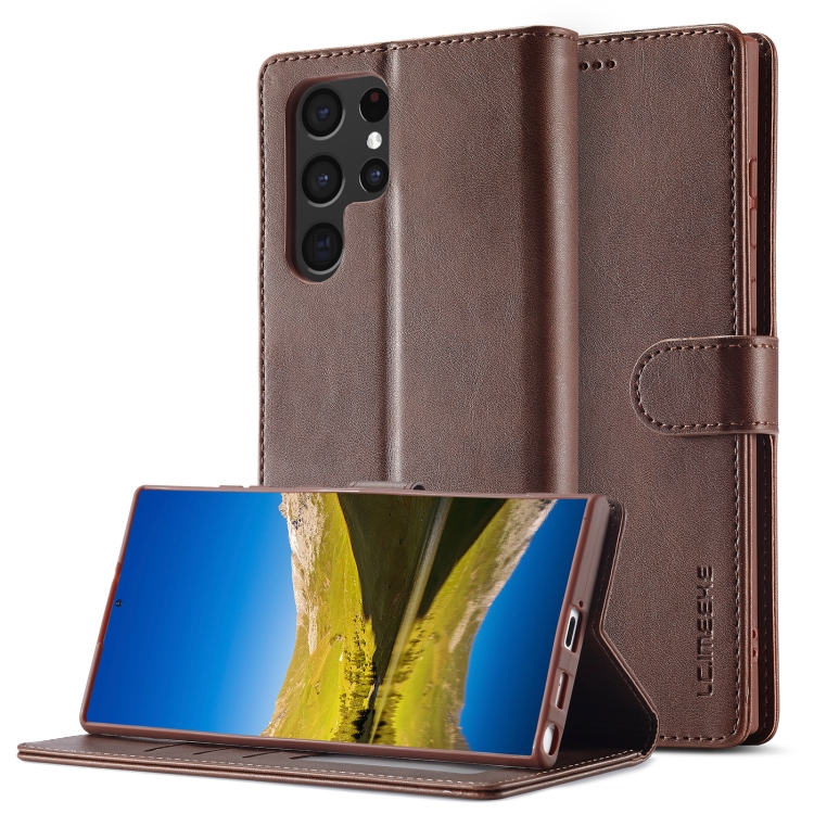 

For Samsung Galaxy S25 Ultra 5G LC.IMEEKE Calf Texture Leather Phone Case(Coffee)