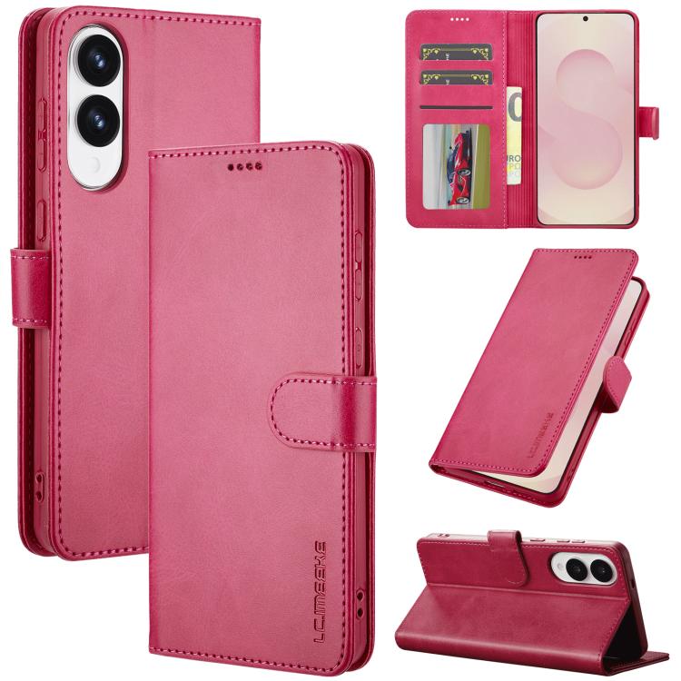 

For Samsung Galaxy S25 Edge 5G LC.IMEEKE Calf Texture Leather Phone Case(Red)