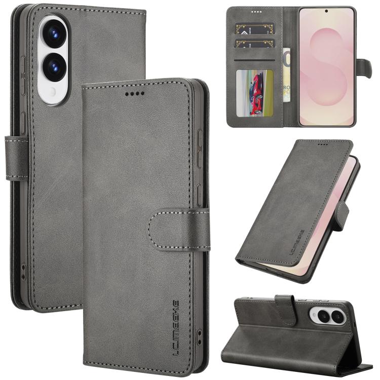

For Samsung Galaxy S25 Edge 5G LC.IMEEKE Calf Texture Leather Phone Case(Grey)