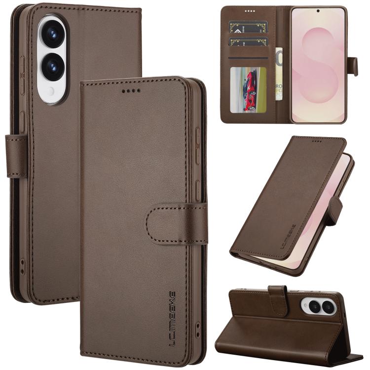 

For Samsung Galaxy S25 Edge 5G LC.IMEEKE Calf Texture Leather Phone Case(Coffee)
