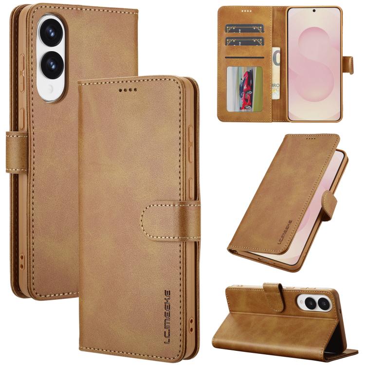 

For Samsung Galaxy S25 Edge 5G LC.IMEEKE Calf Texture Leather Phone Case(Brown)
