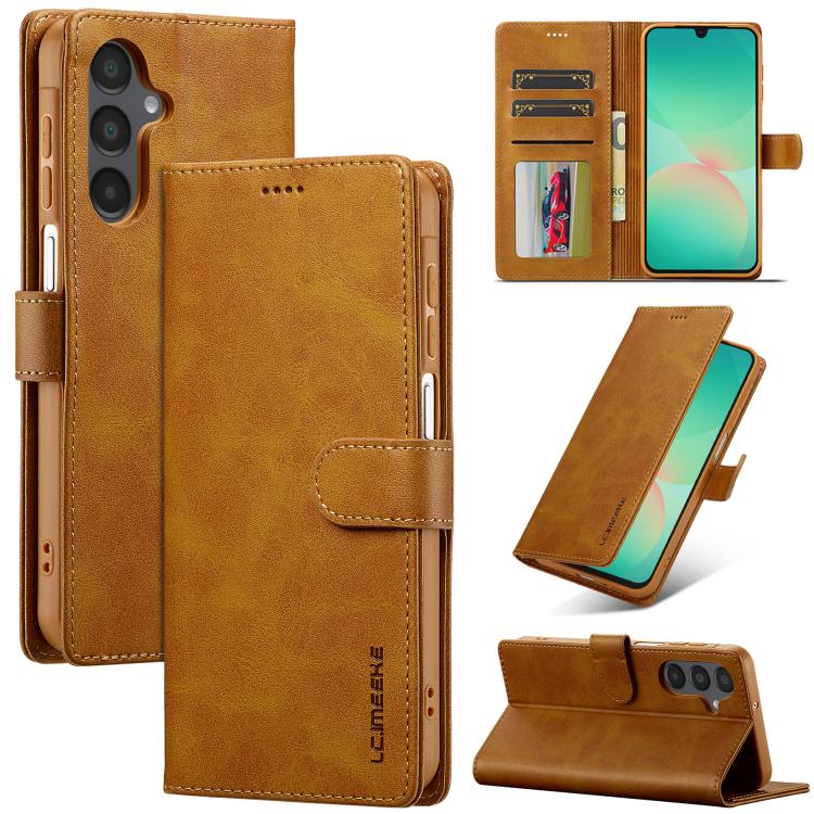 

For Samsung Galaxy S25 FE 5G LC.IMEEKE Calf Texture Leather Phone Case(Brown)