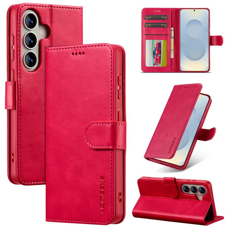 

For Samsung Galaxy S26 5G LC.IMEEKE Calf Texture Leather Phone Case(Red)