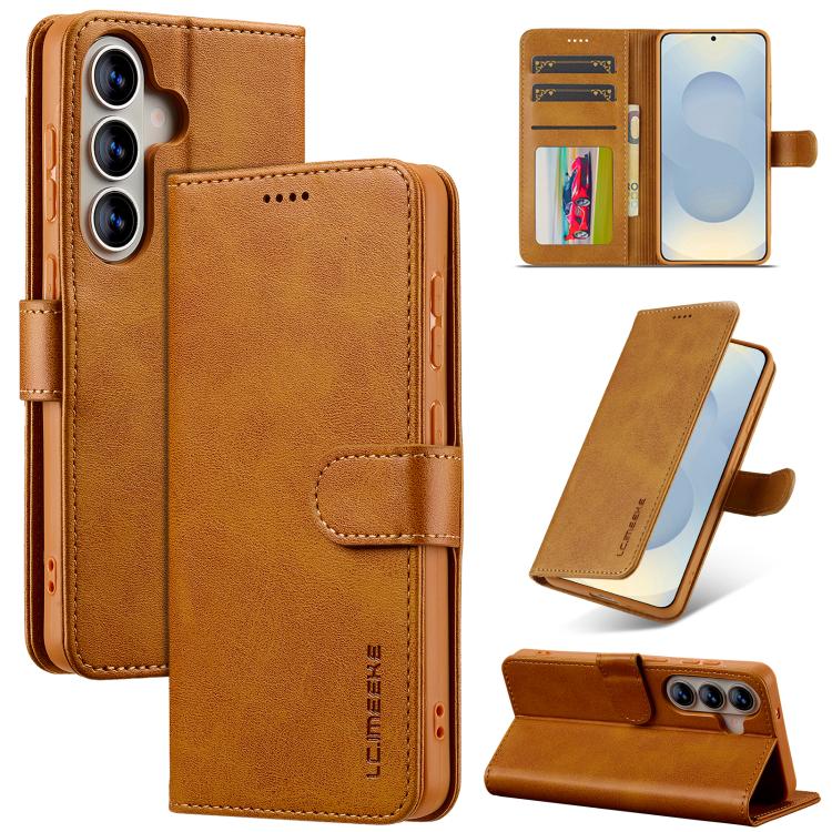 

For Samsung Galaxy S26 5G LC.IMEEKE Calf Texture Leather Phone Case(Brown)