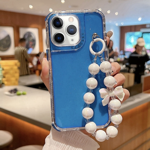 

For iPhone 11 Pro Max TPU + PC + Glitter Sequins Full Coverage Phone Case with Bracelet(Blue)