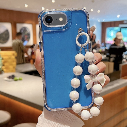 

For iPhone 6 / 7 / 8 / SE 2020 TPU + PC + Glitter Sequins Full Coverage Phone Case with Bracelet(Blue)