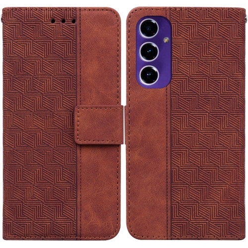 

For Samsung Galaxy A16 5G Geometric Embossed Leather Phone Case(Brown)