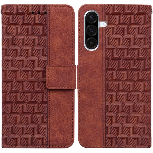 

For Samsung Galaxy A36 5G / A56 5G Geometric Embossed Leather Phone Case(Brown)