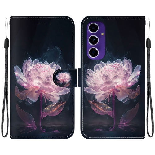 

For Samsung Galaxy A16 5G Crystal Texture Colored Drawing Leather Phone Case(Purple Peony)