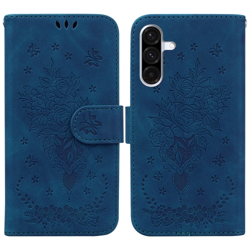 

For Samsung Galaxy A36 5G / A56 5G Butterfly Rose Embossed Leather Phone Case(Blue)