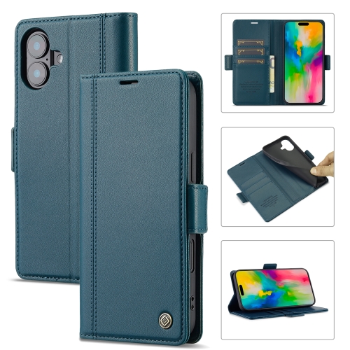 

For iPhone 16 Plus LC.IMEEKE Skin-friendly Card Slots Leather Phone Case(Blue)