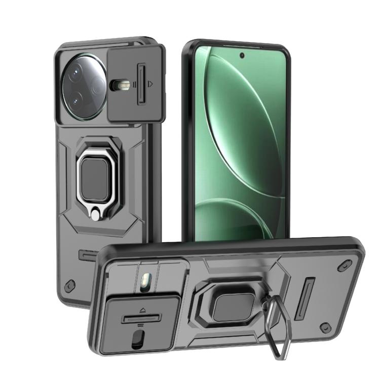 

For Redmi K80 / Poco F7 Pro Sliding Camshield TPU + PC Shockproof Phone Case with Holder(Black)