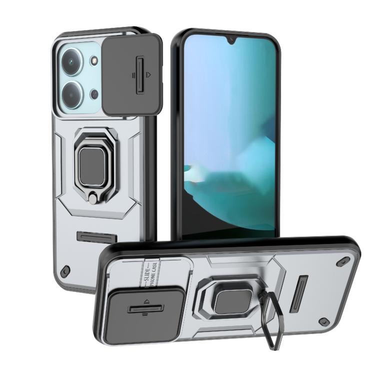 

For Redmi 15C 5G / 4G EU 173mm Sliding Camshield TPU + PC Shockproof Phone Case with Holder(Grey)
