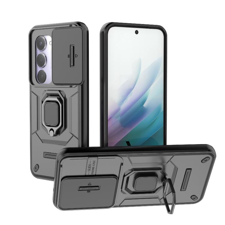 

For Redmi 15 5G / 4G EU 171mm Sliding Camshield TPU + PC Shockproof Phone Case with Holder(Black)