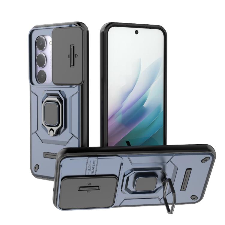 

For Redmi 15 5G / 4G EU 171mm Sliding Camshield TPU + PC Shockproof Phone Case with Holder(Blue)