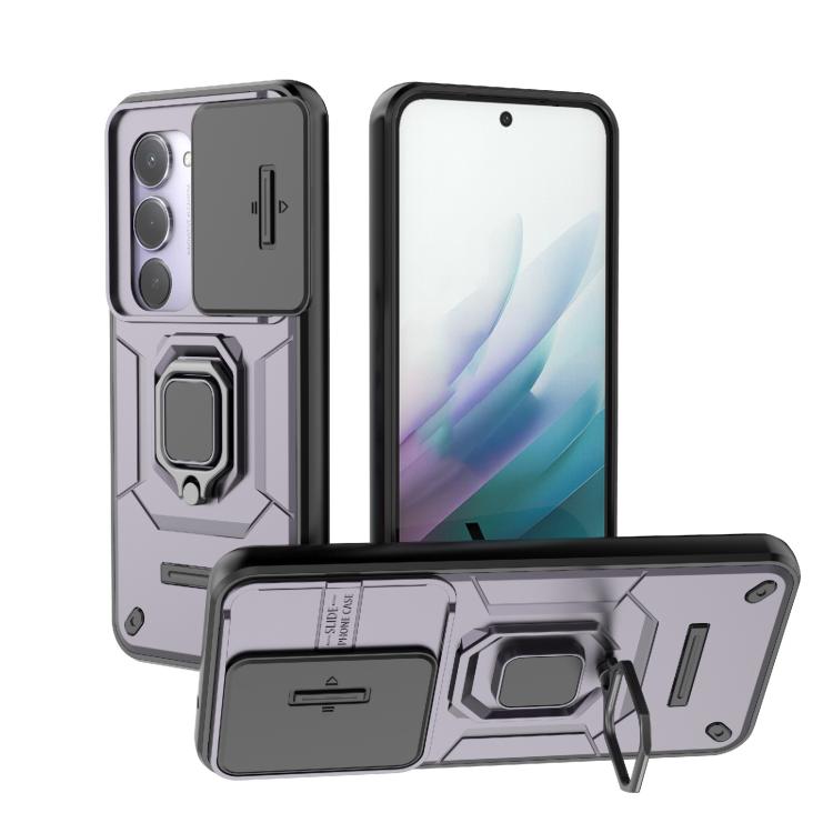 

For Redmi 15 5G / 4G EU 171mm Sliding Camshield TPU + PC Shockproof Phone Case with Holder(Purple)