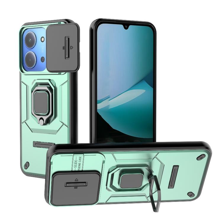 

For Redmi 15C 5G / 4G Global 171mm Sliding Camshield TPU + PC Shockproof Phone Case with Holder(Green)