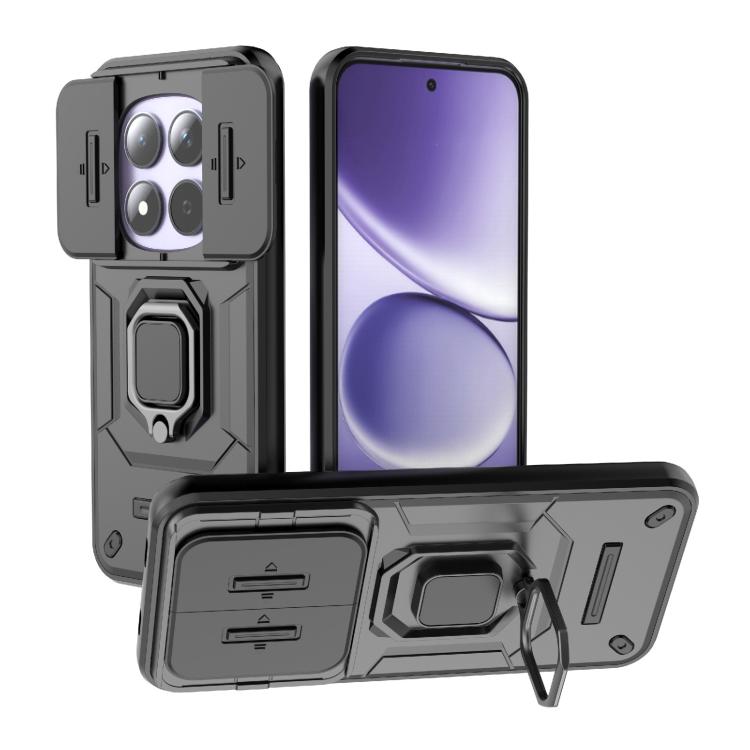 

For Redmi Note 15 Pro 5G Global 163.6mm Sliding Camshield TPU + PC Shockproof Phone Case with Holder(Black)