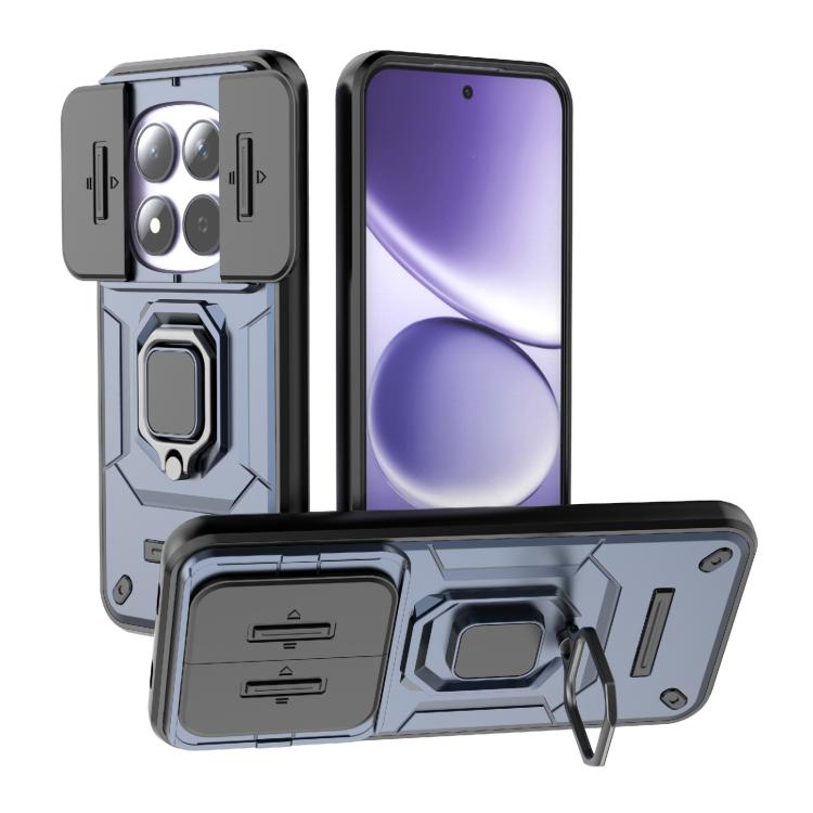 

For Redmi Note 15 Pro 5G Global 163.6mm Sliding Camshield TPU + PC Shockproof Phone Case with Holder(Blue)