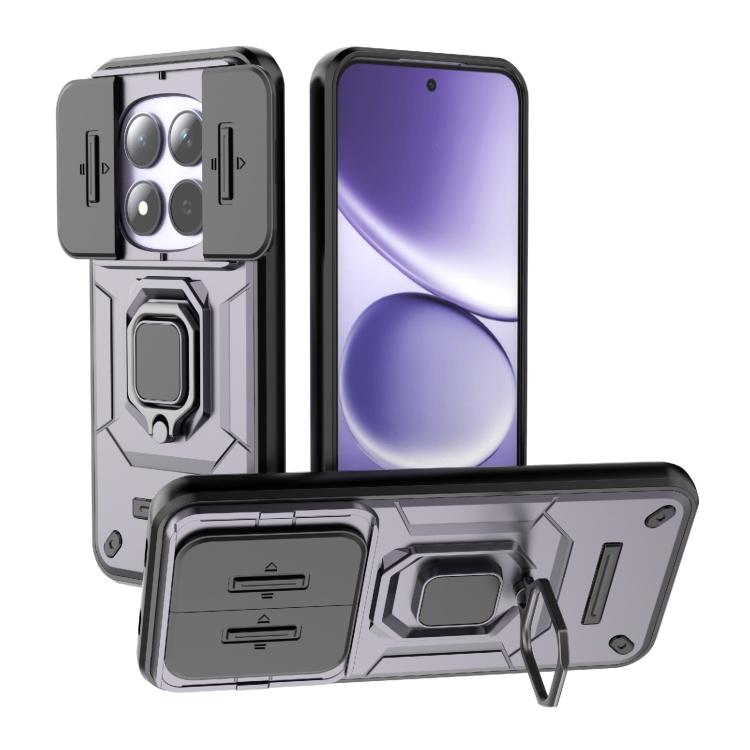 

For Redmi Note 15 Pro 5G Global 163.6mm Sliding Camshield TPU + PC Shockproof Phone Case with Holder(Purple)