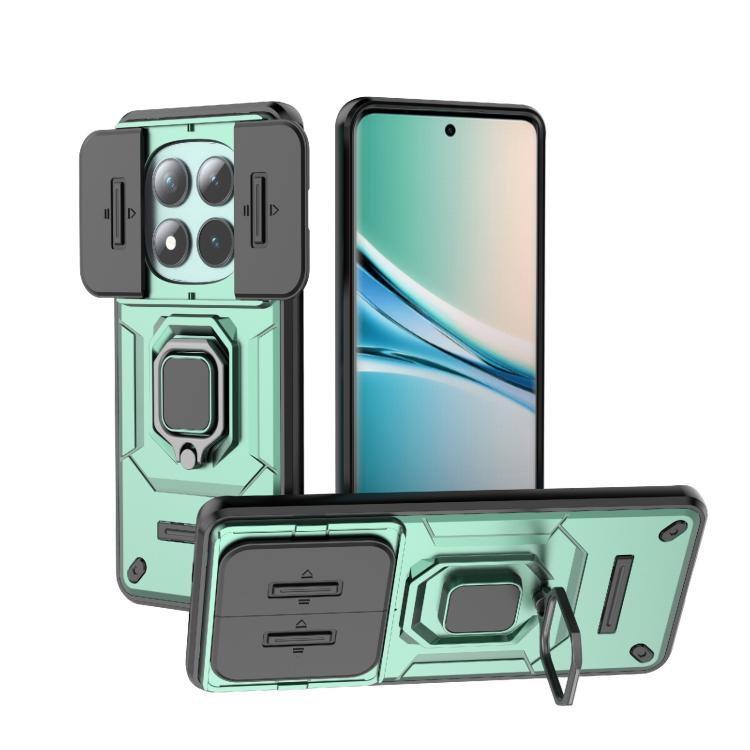 

For Redmi Note 15 5G Global 164mm Sliding Camshield TPU + PC Shockproof Phone Case with Holder(Green)