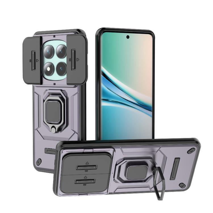 

For Redmi Note 15 5G Global 164mm Sliding Camshield TPU + PC Shockproof Phone Case with Holder(Purple)