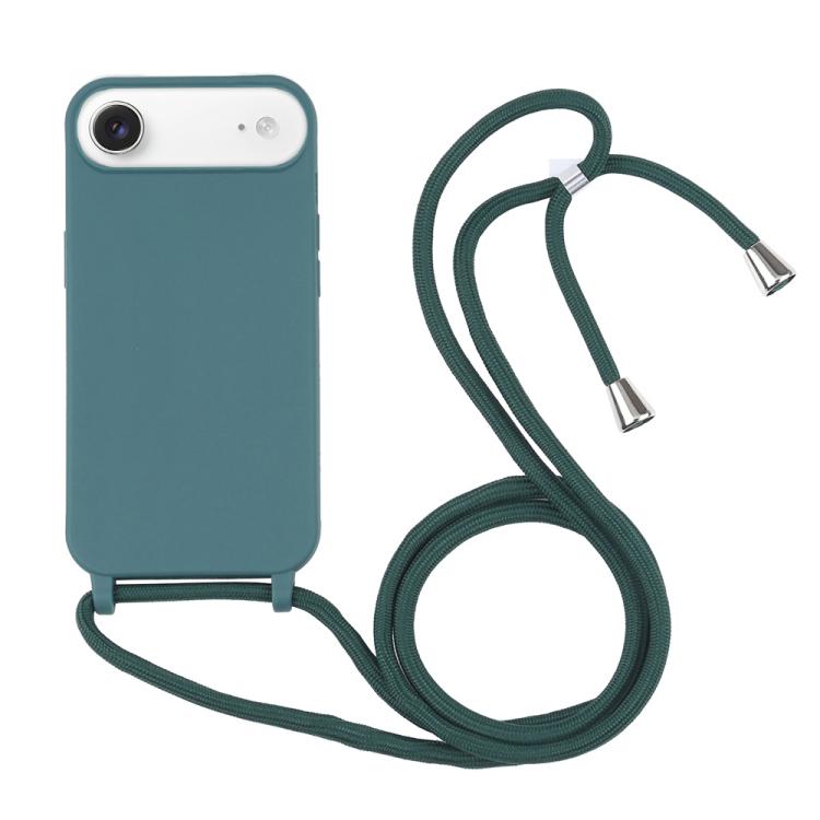 

Candy Colors TPU Protective Phone Case with Lanyard For iPhone Air(Dark Green)