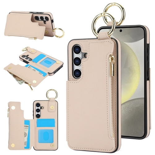 

For Samsung Galaxy A25 4G / 5G RFlD Anti-theft Double Buckle Ring Zipper Card Phone Case(White)