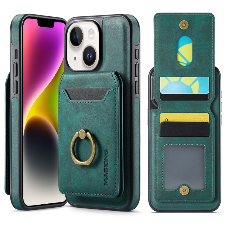

For iPhone 14 Plus DG.MING K1 MagSafe Detachable Wallet RFID Back Cover Phone Case(Green)