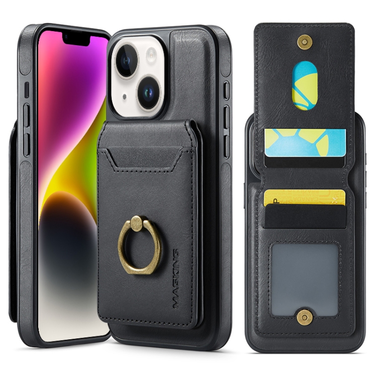 

For iPhone 14 MAGKING K1 MagSafe Detachable Wallet RFID Back Cover Phone Case(Black)