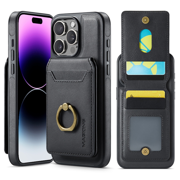 

For iPhone 14 Pro Max DG.MING K1 MagSafe Detachable Wallet RFID Back Cover Phone Case(Black)