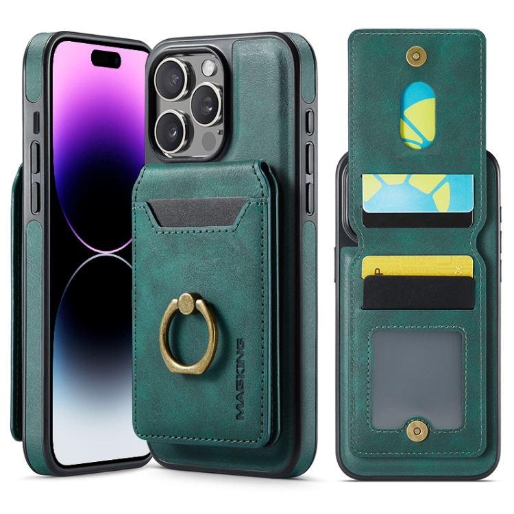 

For iPhone 14 Pro Max DG.MING K1 MagSafe Detachable Wallet RFID Back Cover Phone Case(Green)