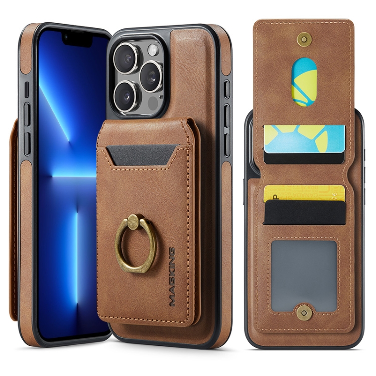 

For iPhone 13 Pro Max DG.MING K1 MagSafe Detachable Wallet RFID Back Cover Phone Case(Brown)