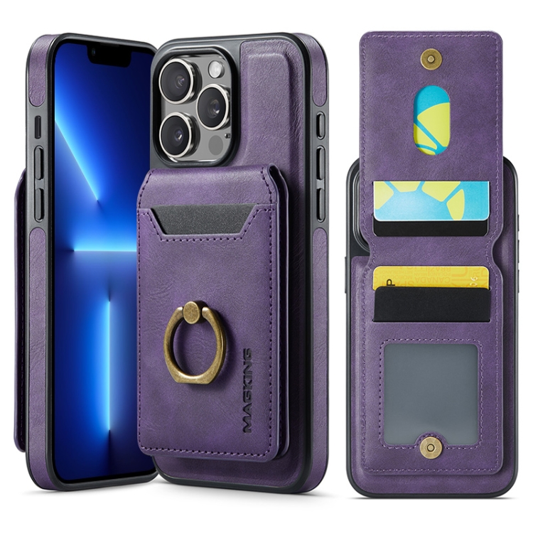 

For iPhone 13 Pro DG.MING K1 MagSafe Detachable Wallet RFID Back Cover Phone Case(Purple)