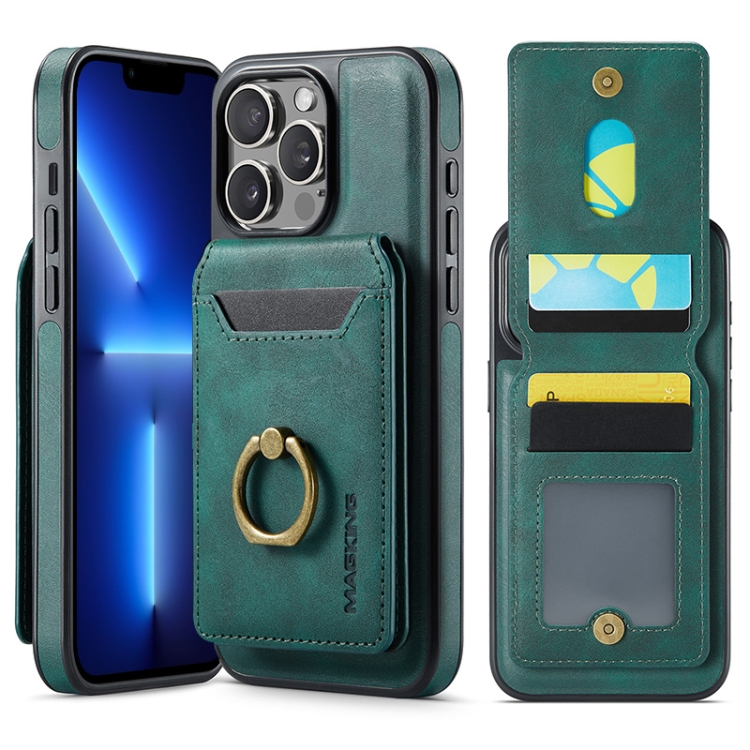 

For iPhone 13 Pro DG.MING K1 MagSafe Detachable Wallet RFID Back Cover Phone Case(Green)