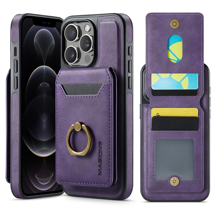 

For iPhone 12 Pro Max MAGKING K1 MagSafe Detachable Wallet RFID Back Cover Phone Case(Purple)